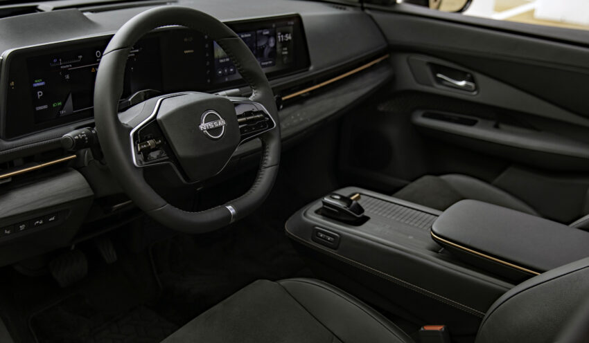 2023 Ariya front interior is minimalist-inspired.