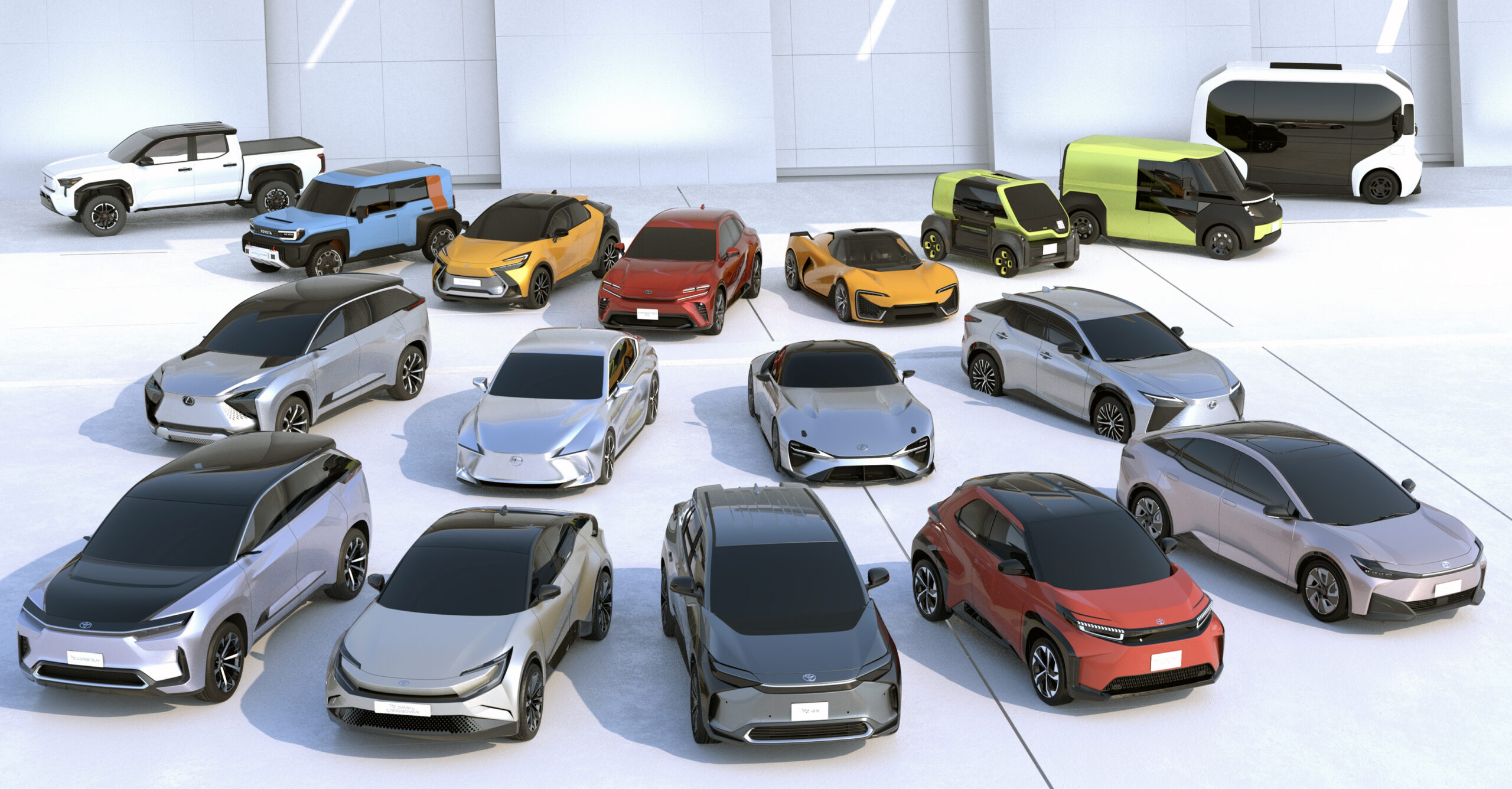 Array of future electrified Toyota and Lexus vehivles