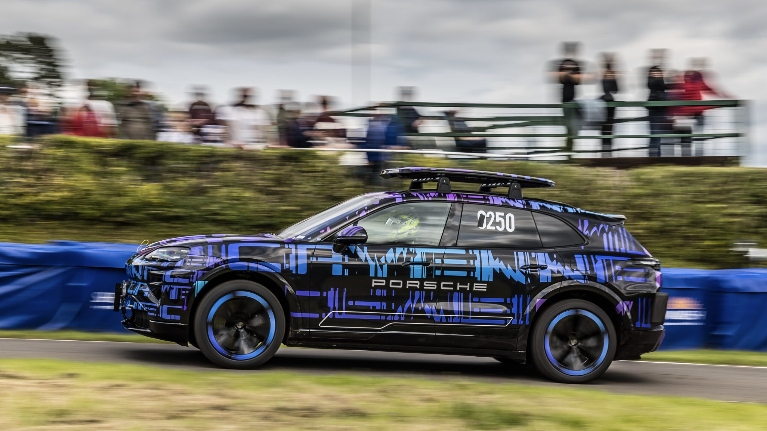 Cayenne EV action profile at hillclimb